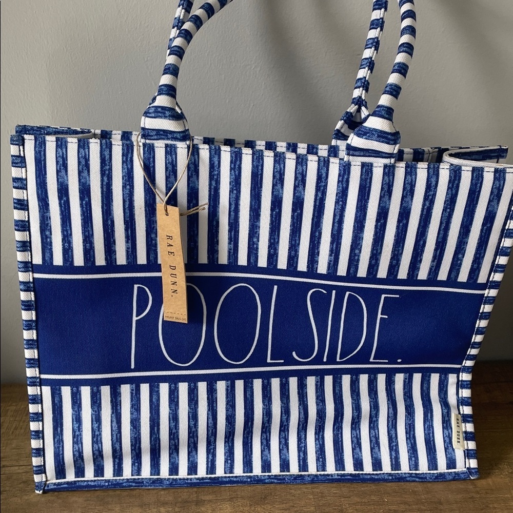 Rae Dunn Navy and White Striped Tote